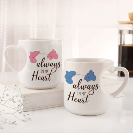 Persinalised Heart handle ceramic mug - For Couple Gift, Events, Personal Gift - BG-HMN005