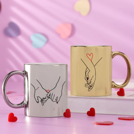 Personalised Golden - Silver Couple Love Mug - Personal Gifitng use - BG-SGM006