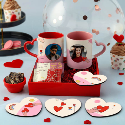 Personalized Couple Heart Mug Hamper  - BG-CHMH009