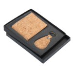 2in1 Eco-Friendly Cork Wallet With Keychain Combo Gift Set - For Employee Joining Kit, Corporate, Client or Dealer Gifting, Events Promotional Freebie BG-Q38