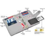 4in1 Gray Passport Holder, Wallet, Card Holder, and Metal Pen Combo Gift Set - For Employee Joining Kit, Corporate, Client or Dealer Gifting, Events Promotional Freebie BG-BGQ78 - Image 2