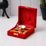 Giftinx Premium Akhand Aarti Diya with Velvet Box Agarbatti Holder, Dhoop Holder and (Brass, Gold) (5" Inches) Diya for Diwali - Image 7